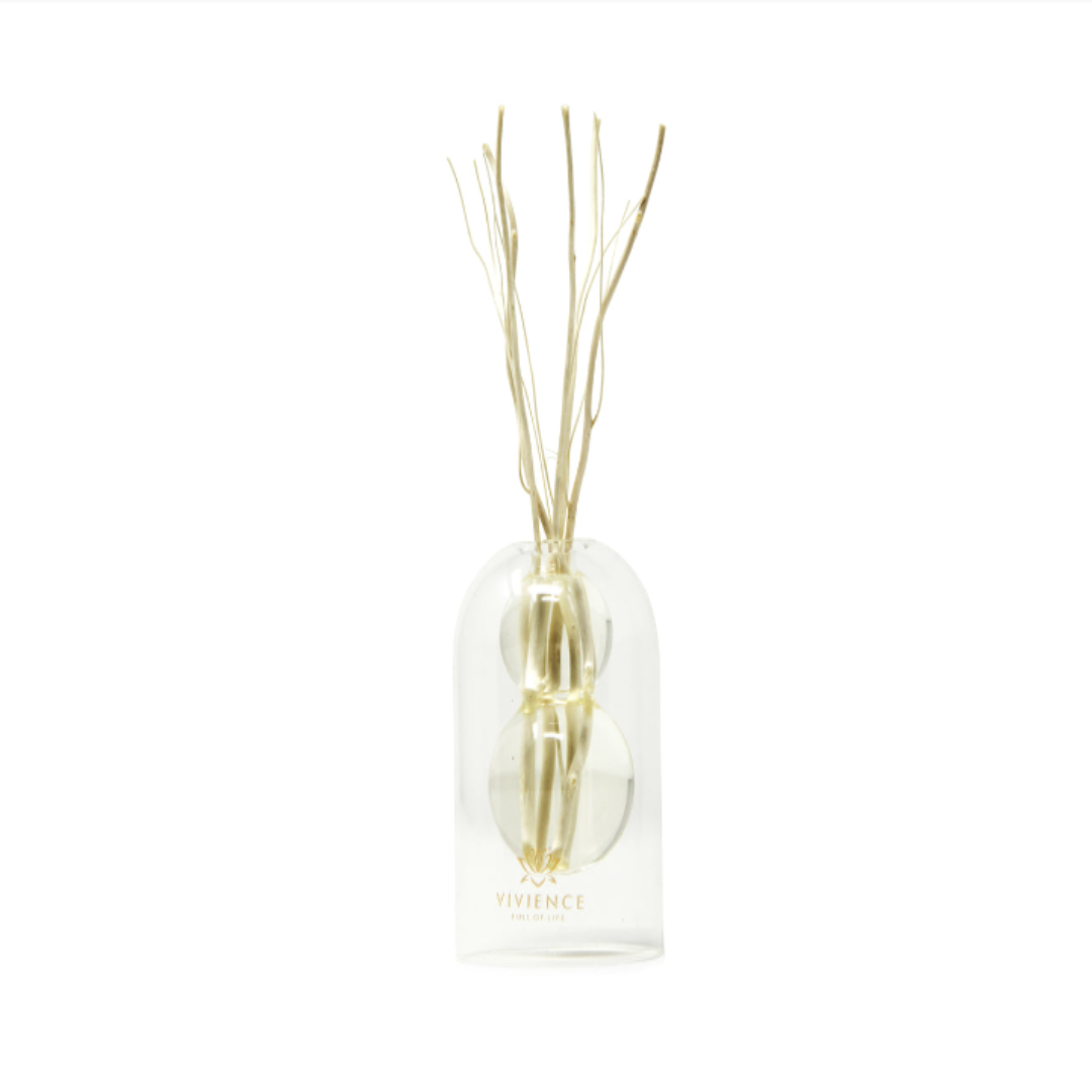 CLEAR REED DIFFUSER WITH WHITE CIRCULAR INLAY