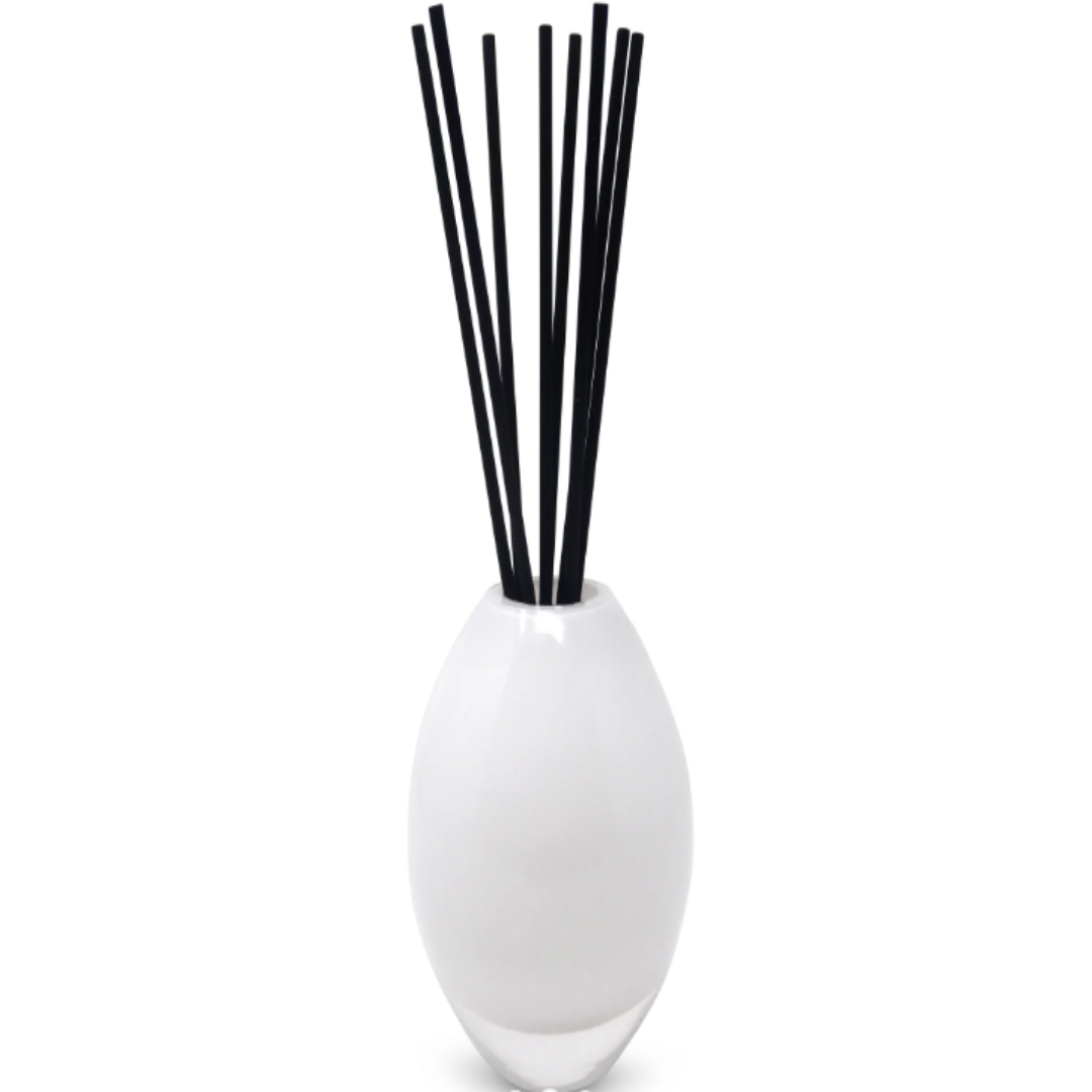 CRYSTAL WHITE DIFFUSER W/ BLACK REEDS-WHITE FLOWER SCENT