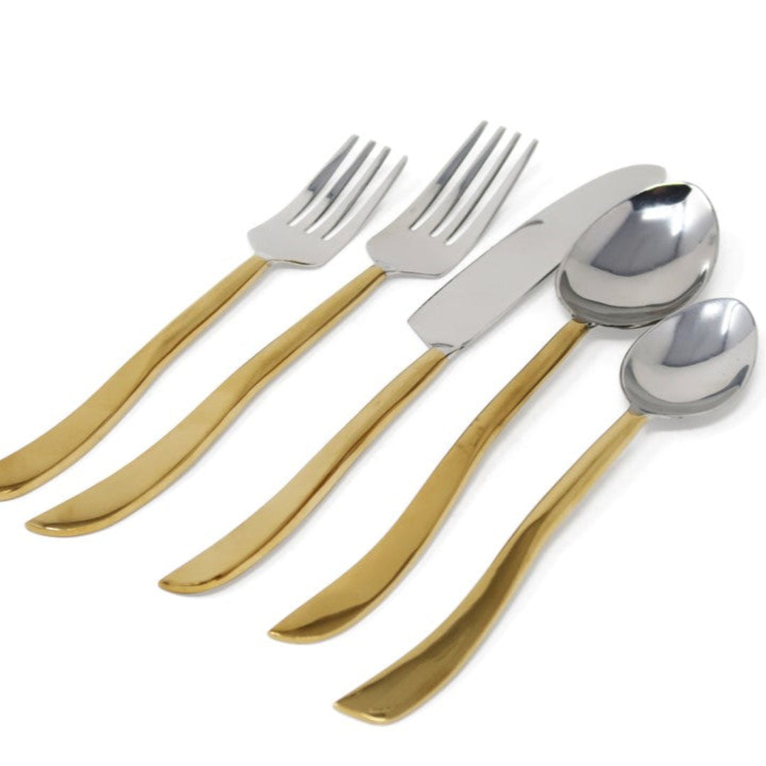 SWIVELED FLATWARE 20 PC SET SLVR//GLD