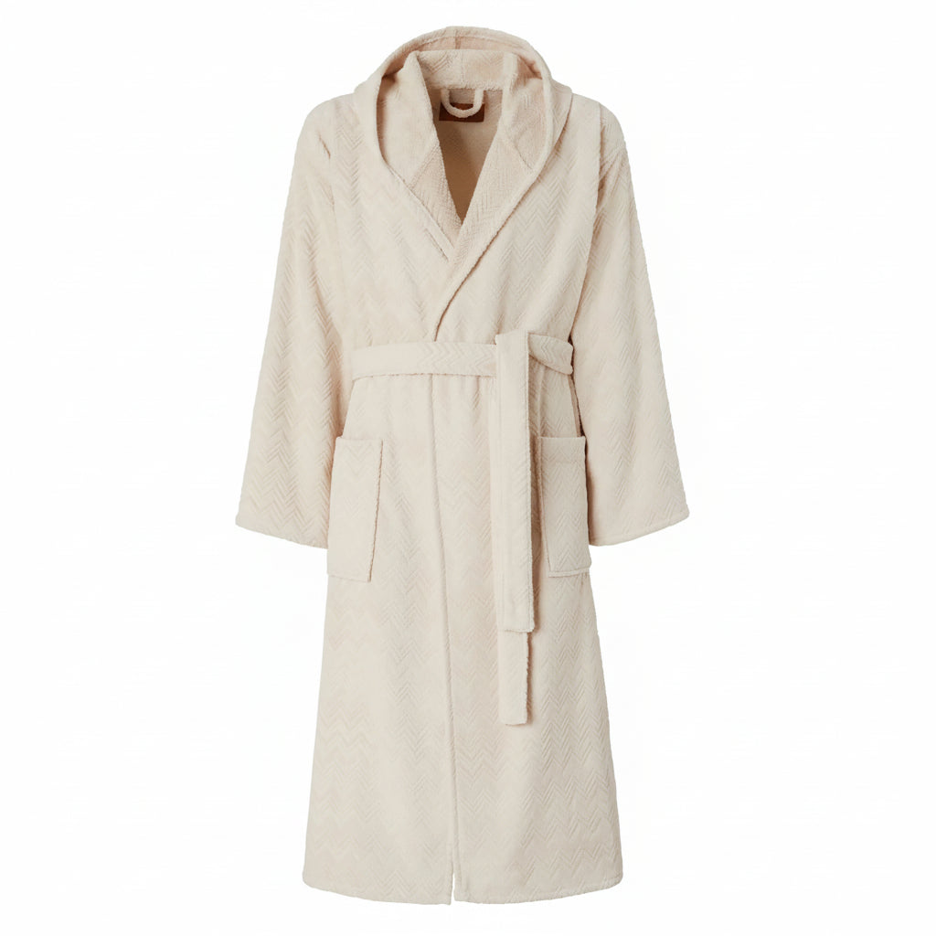 MISSONI CHALK HOODED BATHROBE