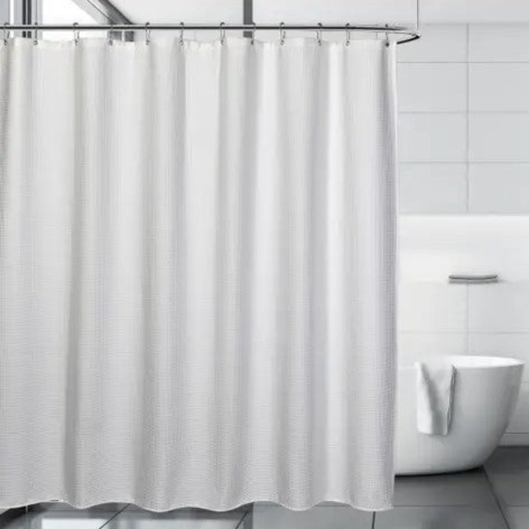 QUAKER WAFFLE SHOWER CURTAIN WHITE 71x71
