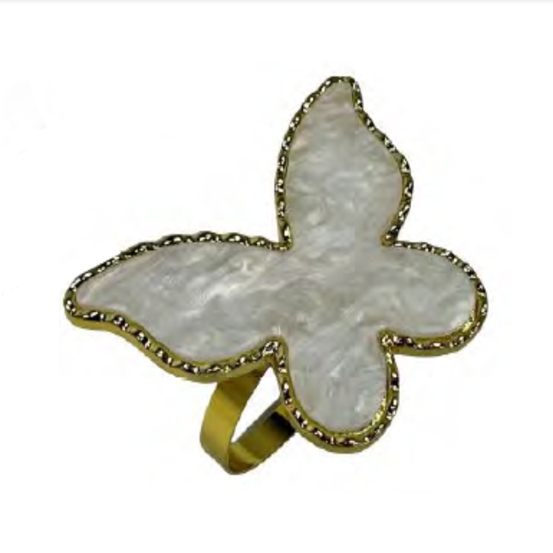 IVORY AND GOLD BUTTERFLY NAPKIN RING
