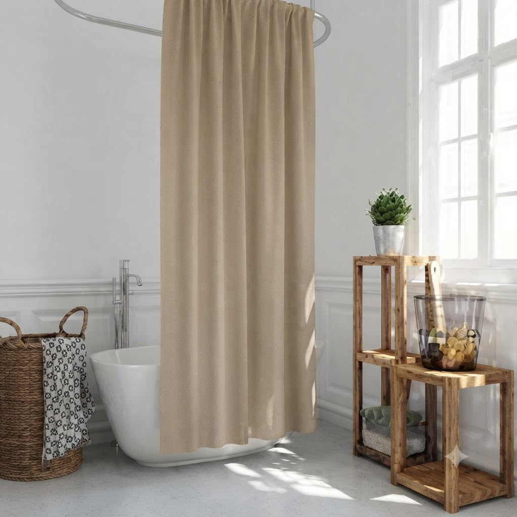 HONEYCOMB BEIGE SHOWER CURTIAN