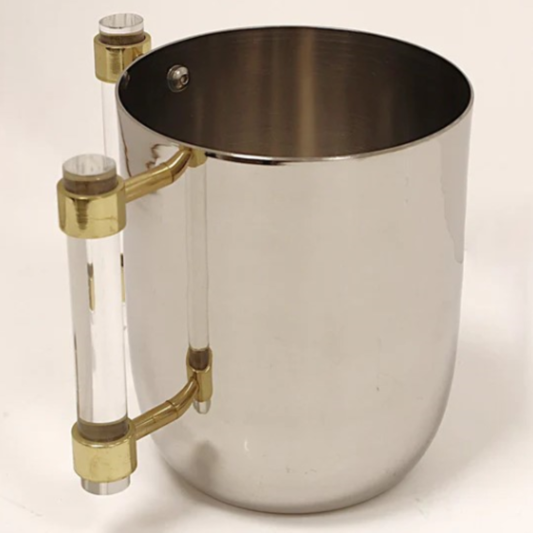 METAL WASH CUP SILVER & CLEAR HANDLES
