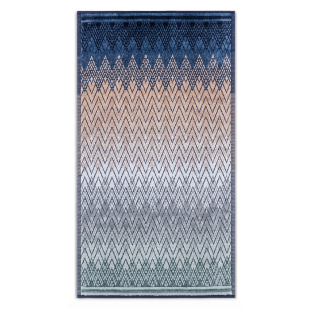 FLAME STITCH BLUE BATH TOWEL