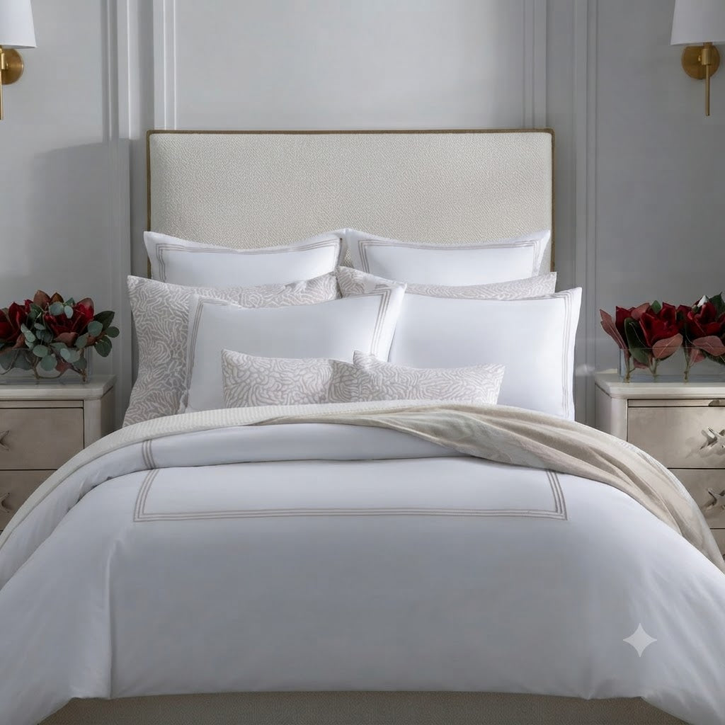AURA HOME DOVE EMBROIDERED HOTEL DUVET SET 4PC
