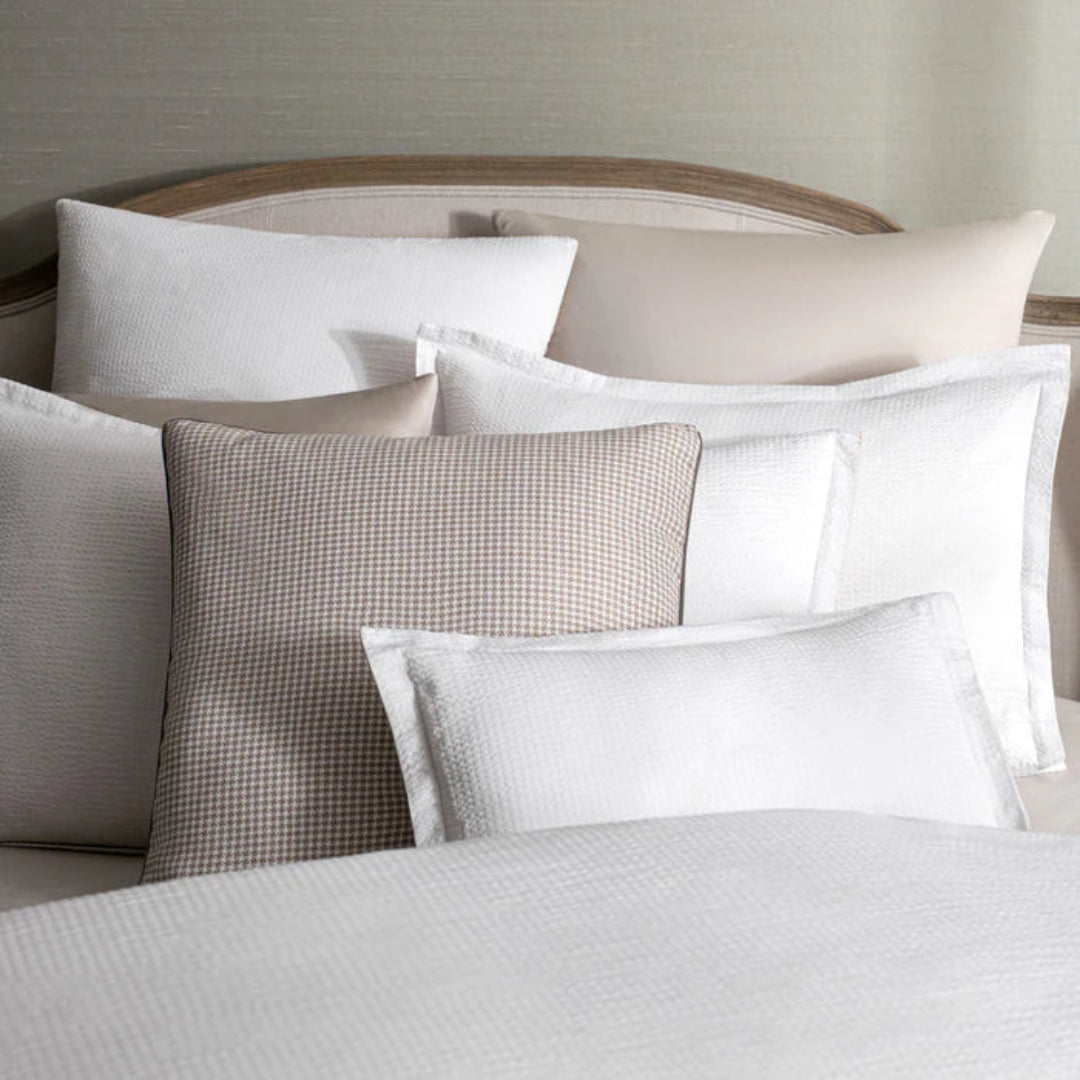 AURA HOME AVA FINE LINEN RIVIERA SEERSUCKER DUVET SET - WHITE/TAUPE 4 PC