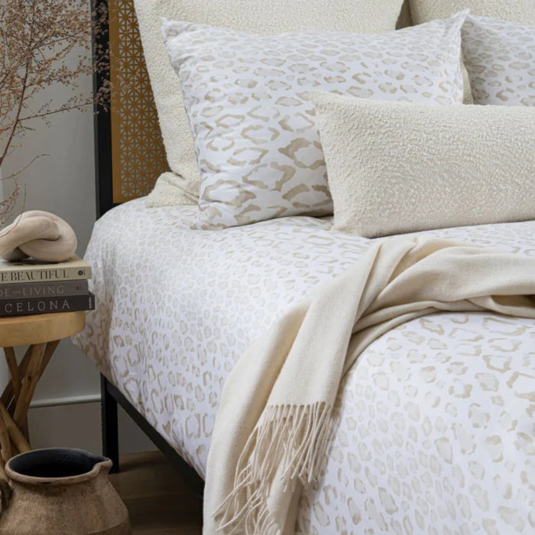 AURA HOME LUXE BY A&B LIGHT BEIGE SAFARI COUTURE DUVET SET 4PC