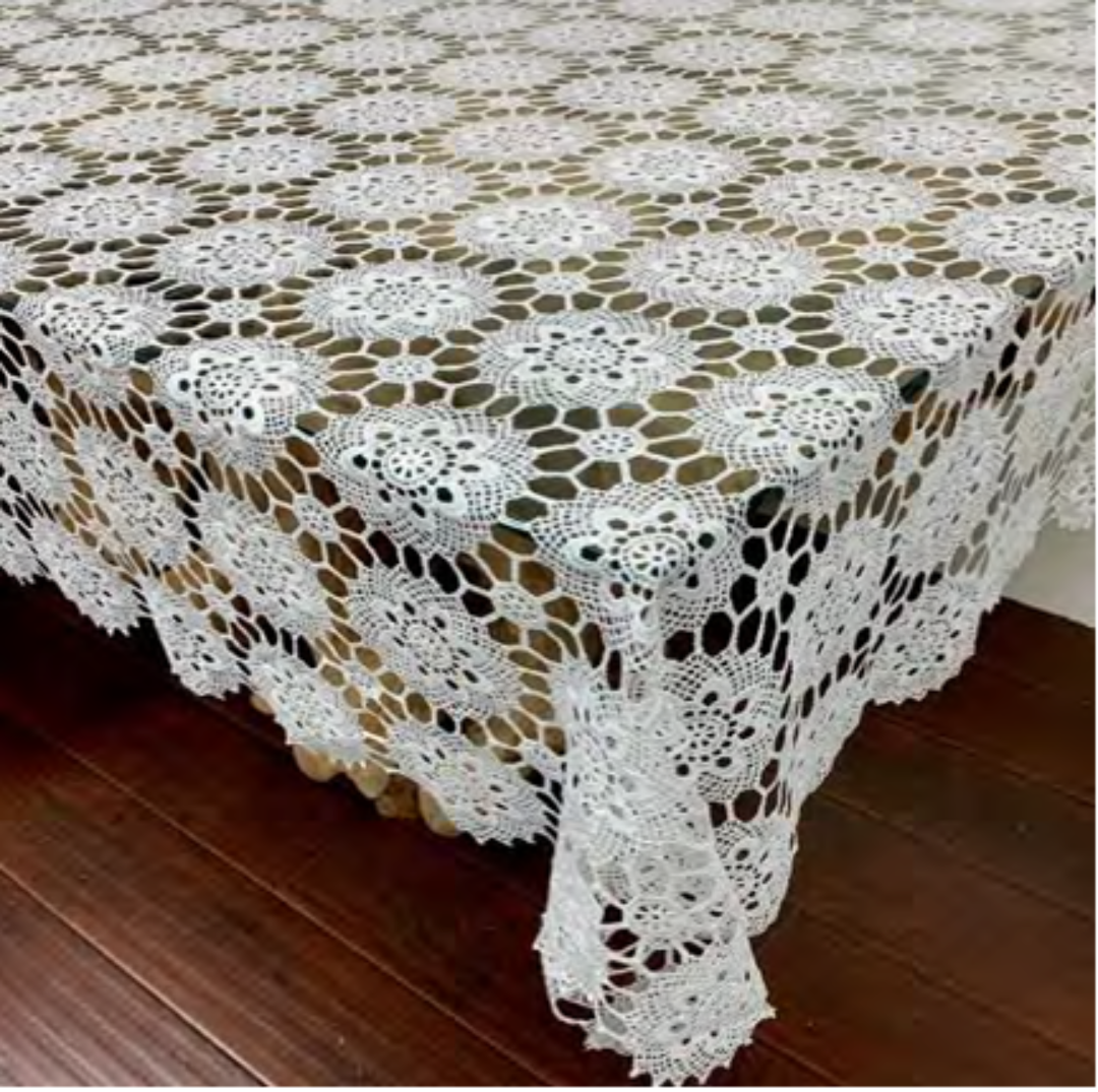 BEA HIVE CROCHET LACE WHITE TABLECLOTH