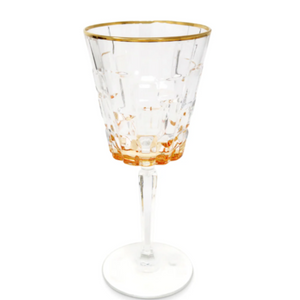 SET OF 6 GLASSES WITH BLOCK DESIGN AND GOLD RIM