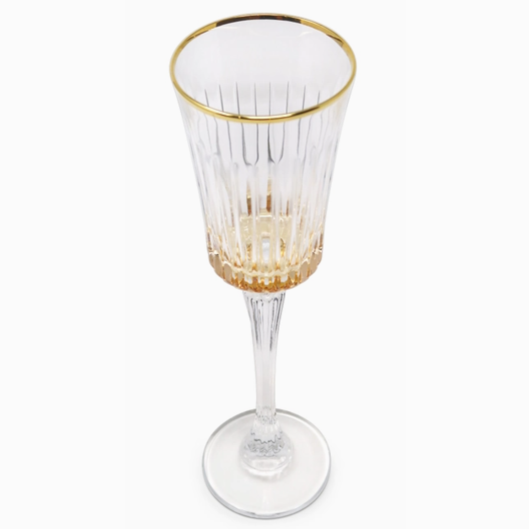 DIAMOND WINE GLASS W/ AMBER SHADE 6 PCK