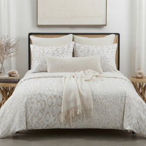 AURA HOME LUXE BY A&B LIGHT BEIGE SAFARI COUTURE DUVET SET 4PC