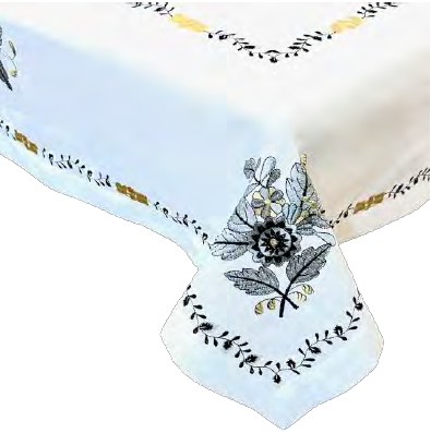 SPILLPROOF EMBROIDERED BLACK GOLD TABLECLOTH