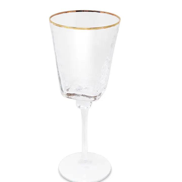 HAMMERED WATER GLASSES WITH GOLD RIM- SET OF 6