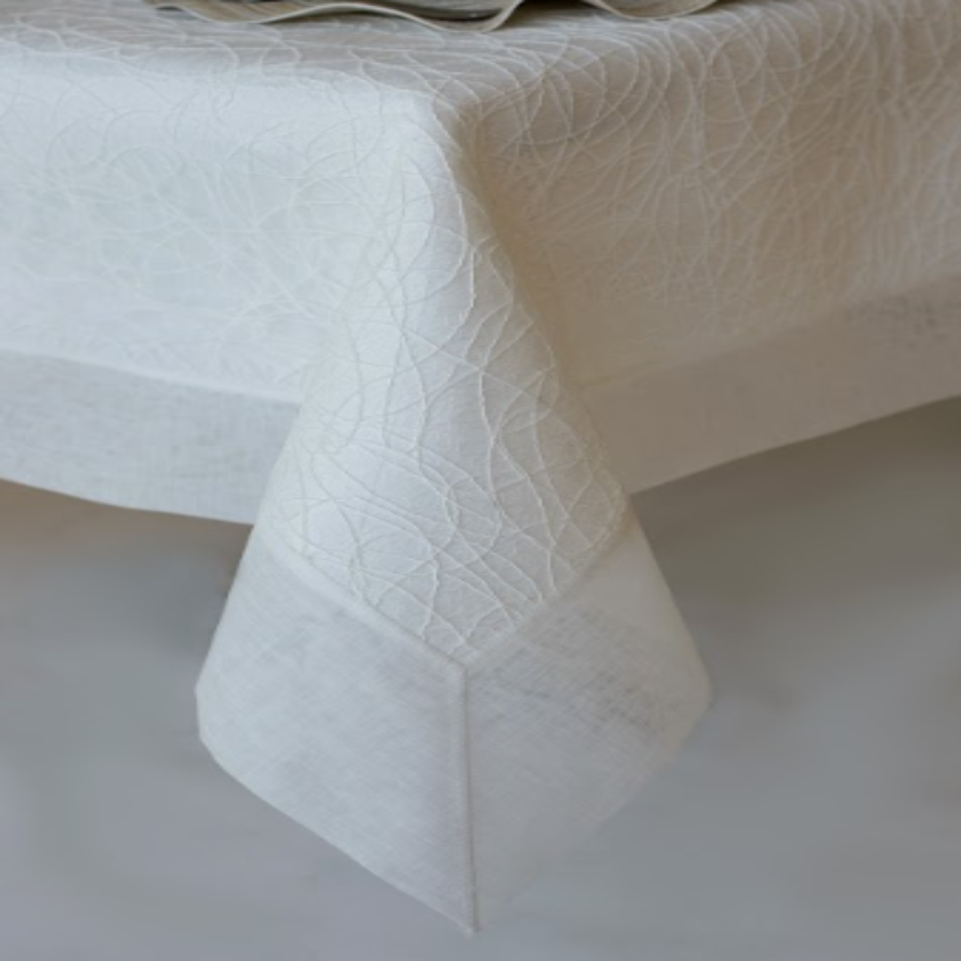 CURLICUE WHITE TABLECLOTH