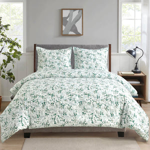 AURA HOME EMERALD LEAVES DUVET SET 4PC