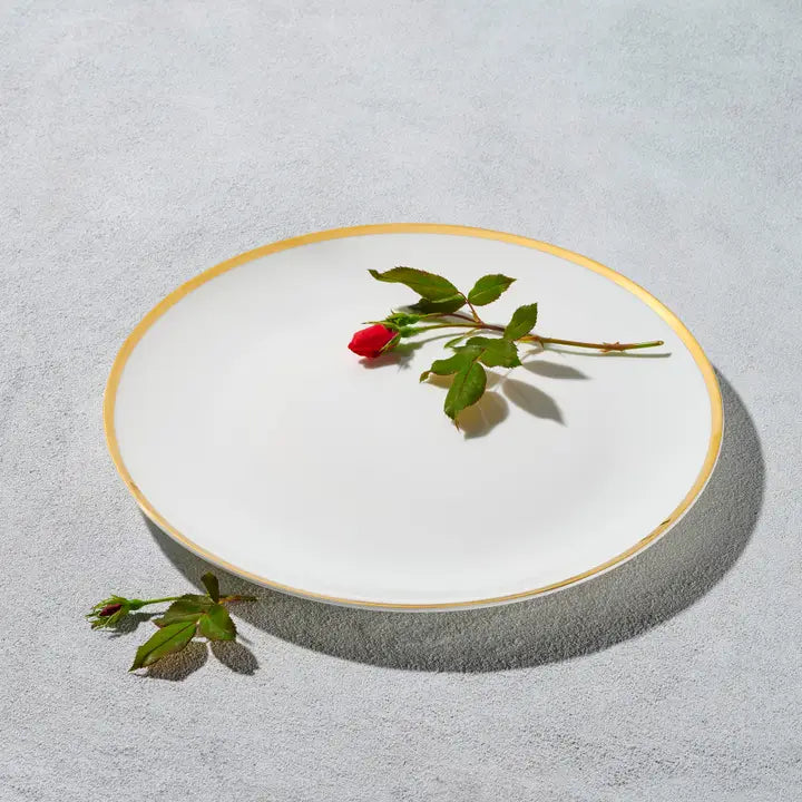 VIKKO BLISS CHARGER PLATE WHITE W/ GOLD RIM 6 PCK