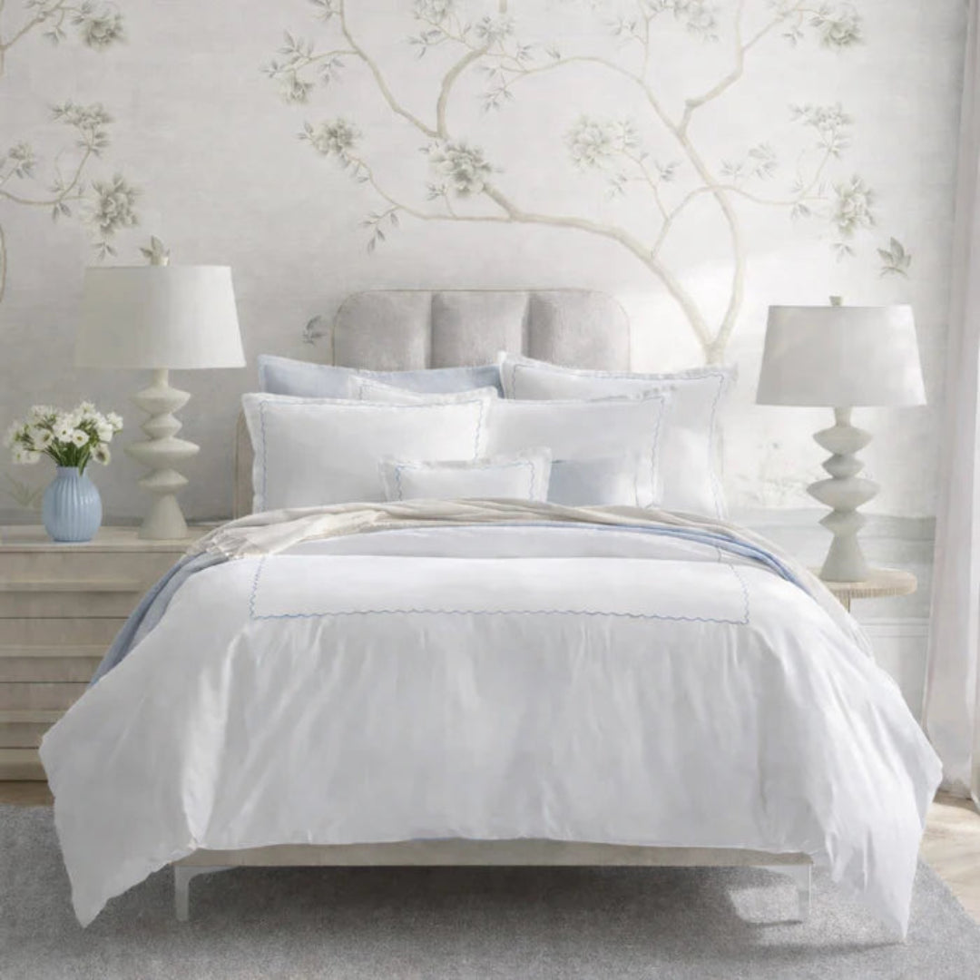 DH SCALLOP HOTEL LINEN SET BLUE 4PC
