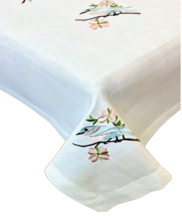 EMBROIDERED BIRD TABLECLOTH