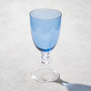 IRIS GLASS GOBLET WITH CLEAR STEM 18 0Z
