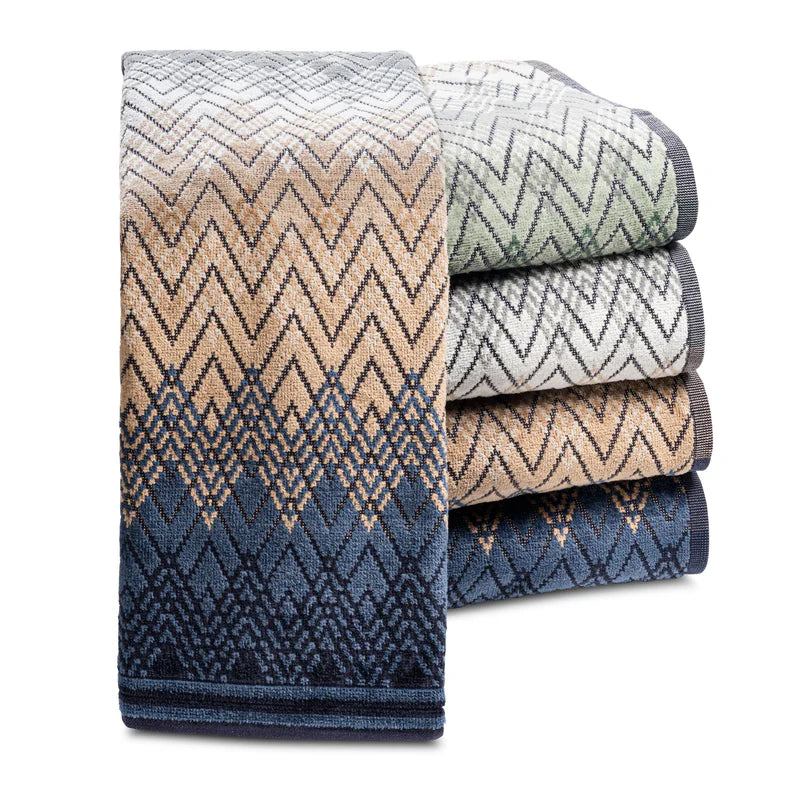 FLAME STITCH BLUE HAND TOWEL