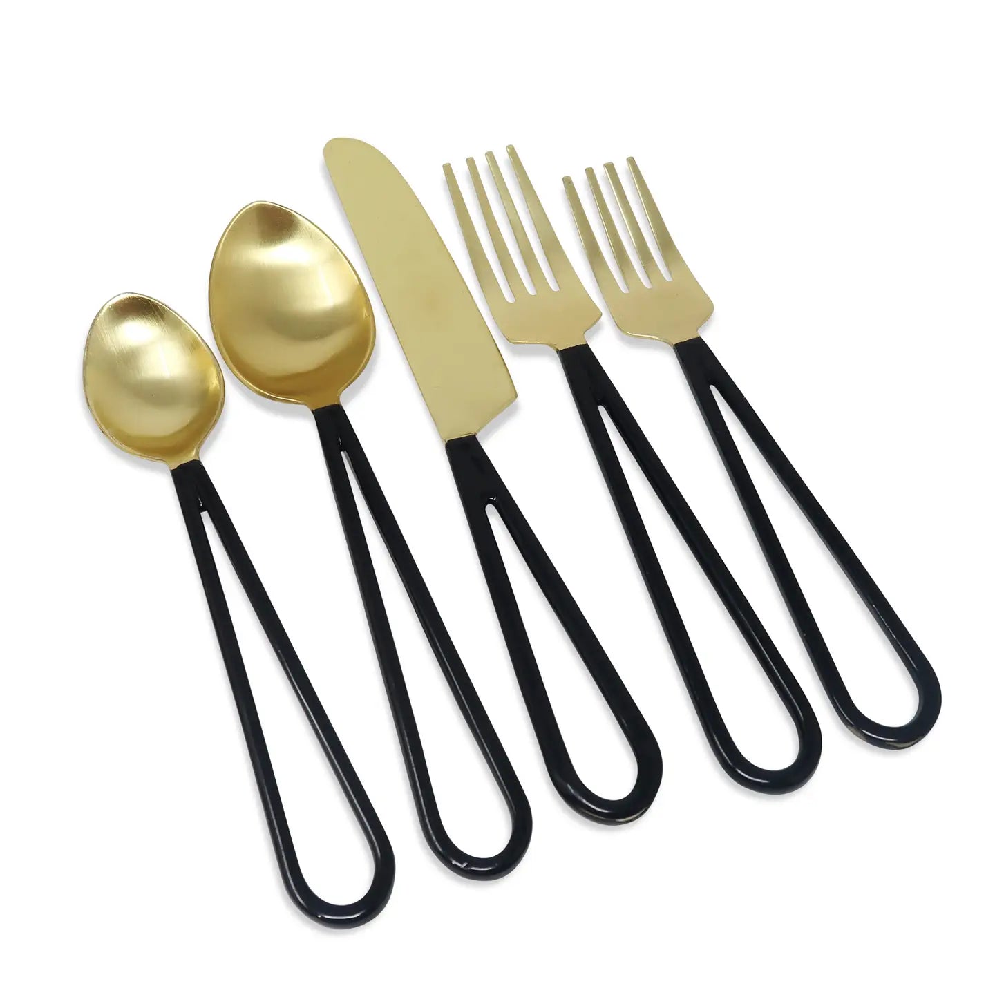 LOOP FLATWARE 20 PC SET GLD/BLK