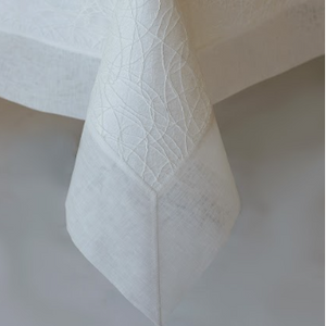 CURLICUE WHITE TABLECLOTH