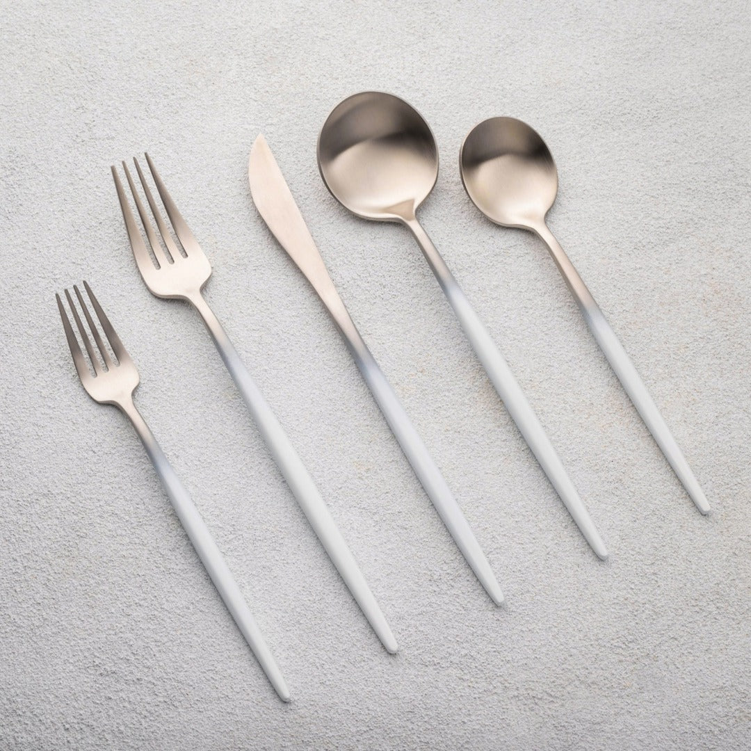 VIKKO DINE-VERA, OMBRE BRUSHED WHT/SLVR 18/10 20 PC F/W