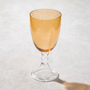 IRIS GLASS GOBLET WITH CLEAR STEM 18 0Z