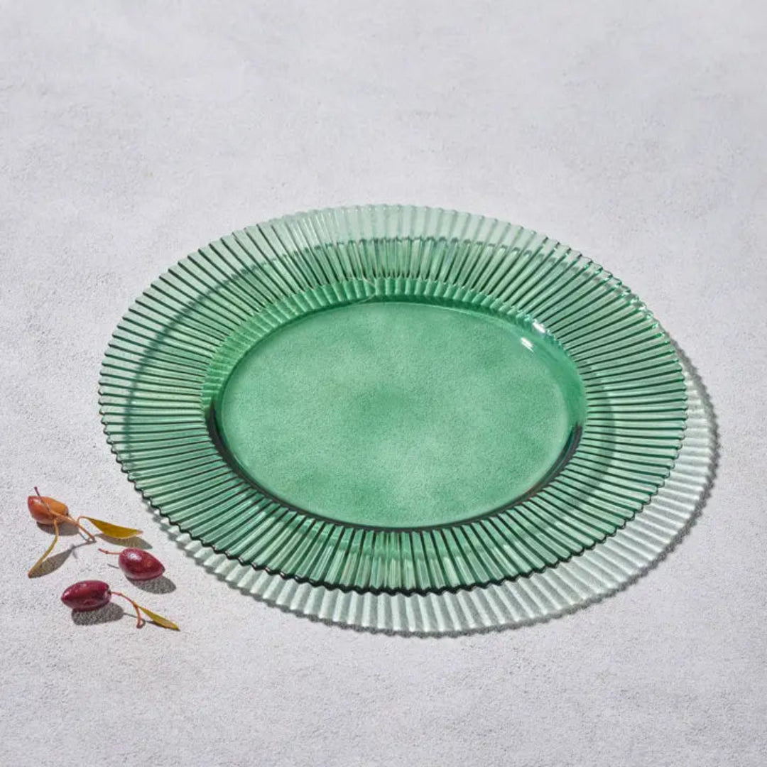 FOREST RIBBED GLASS CHARGER