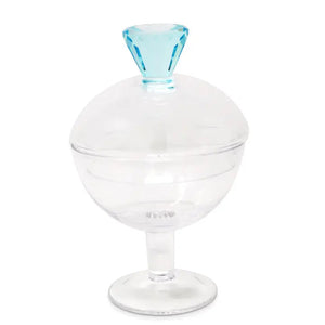 GLASS FOOTED JAR WITH SHAPE HANDLES