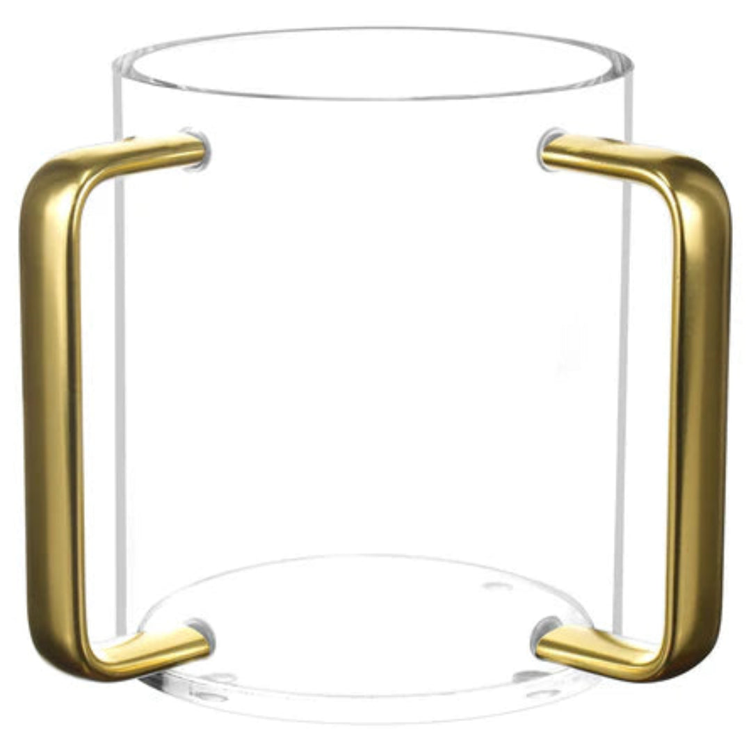 LUCITE WASH CUP W/ GOLD HANDLES