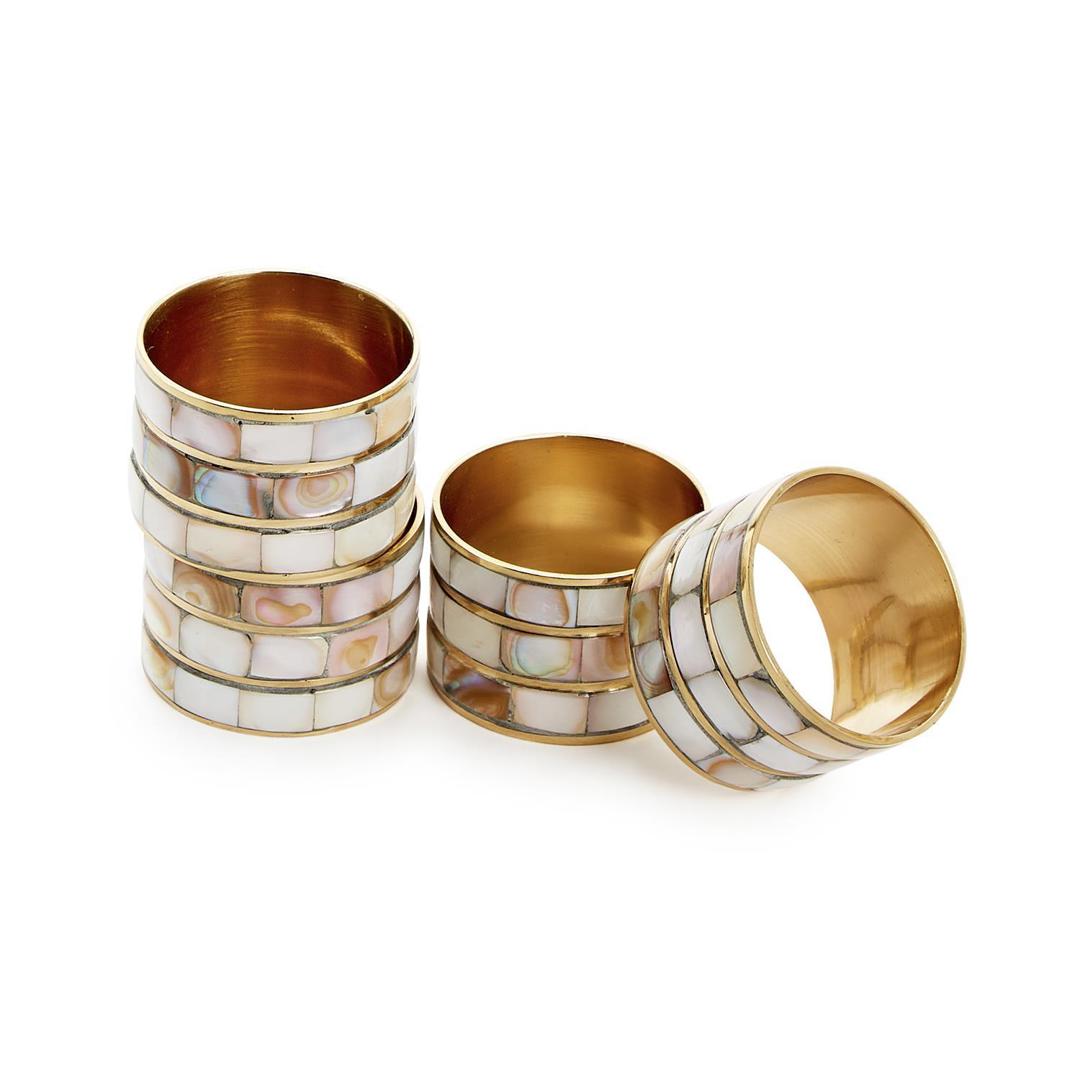 S/4 MOTHER OF PEARL NAPKIN RING HOLDER