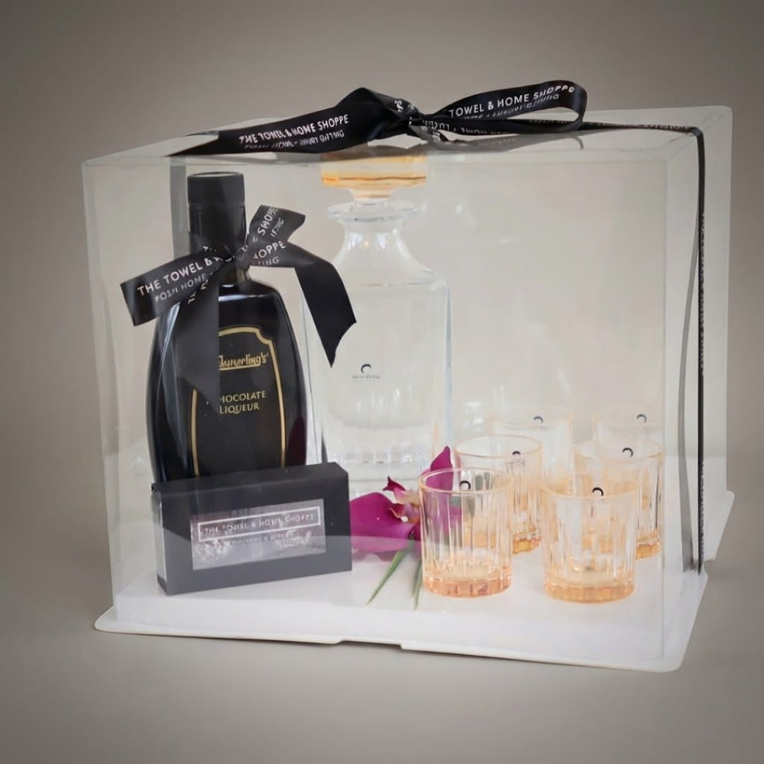 TIMELESS 6 SHOT GLASSES WITH BOTTLE/AMBER