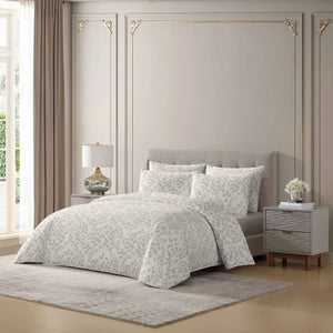 BETTER BED COLLECTION TAUPE FOLIAGE DUVET SET 8PCS
