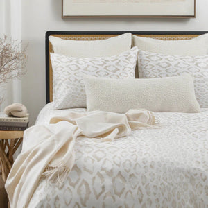 AURA HOME LUXE BY A&B LIGHT BEIGE SAFARI COUTURE DUVET SET 4PC