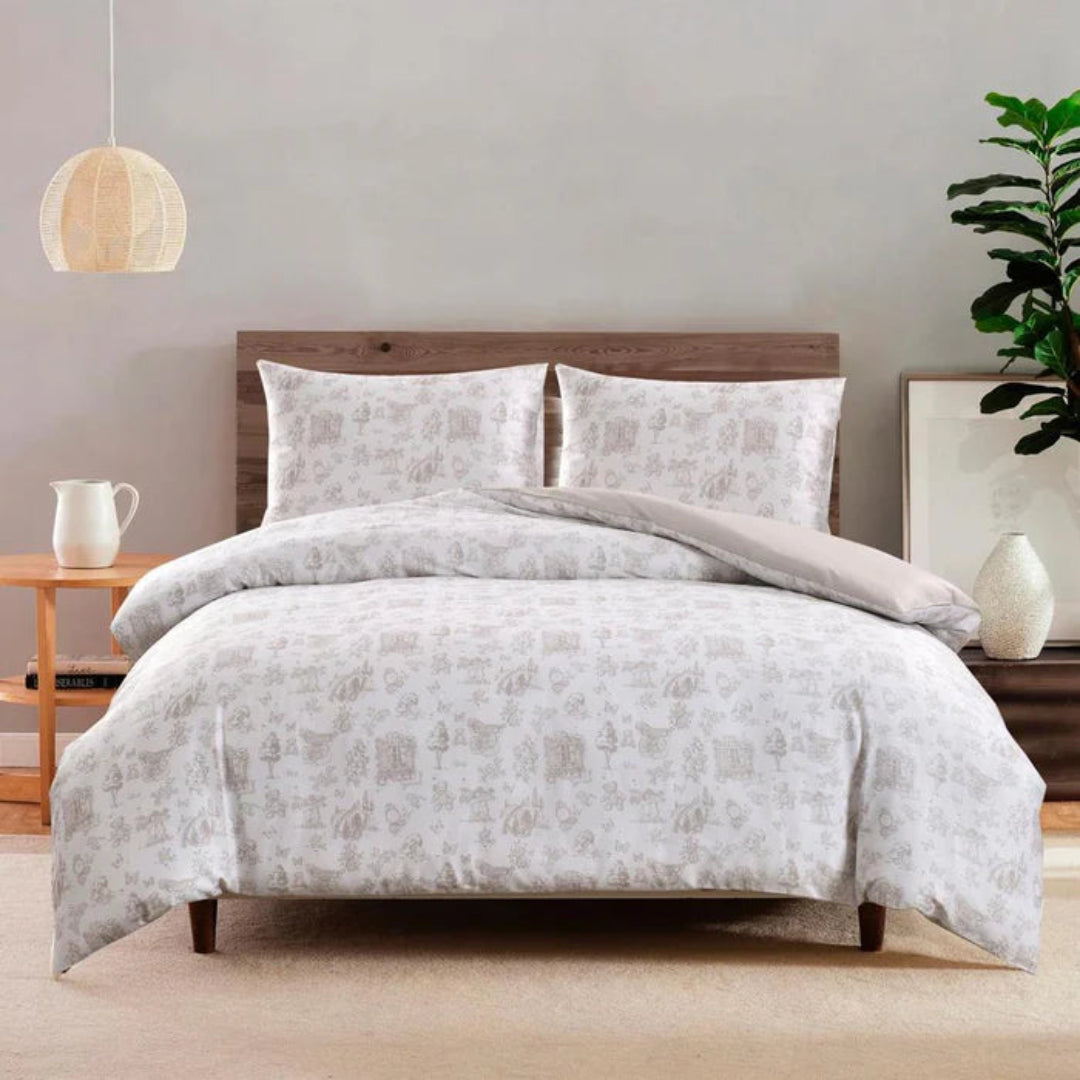 AURA HOME PETITE BELLE TOILE SAFRA DUVET - TAUPE 4 PC