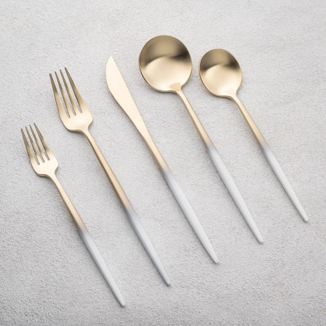 VIKKO DINE-VER,BRUSHED WHITE/CHAMPAGNE GLD 20 PC 18/10 F/W