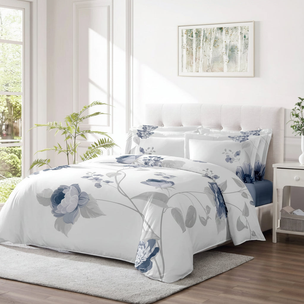 MASTERTEX BLUE FLORAL DUVET SET 8PCS
