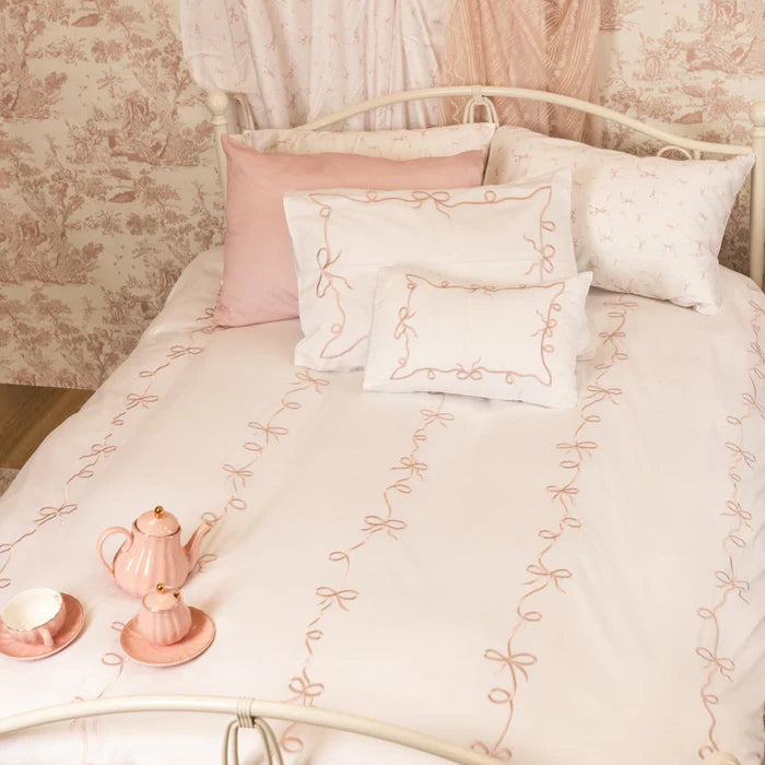 AURA HOME PETITE BELLE LAFAYETTE POWDER EMBROIDERED DUVET SET 4PC
