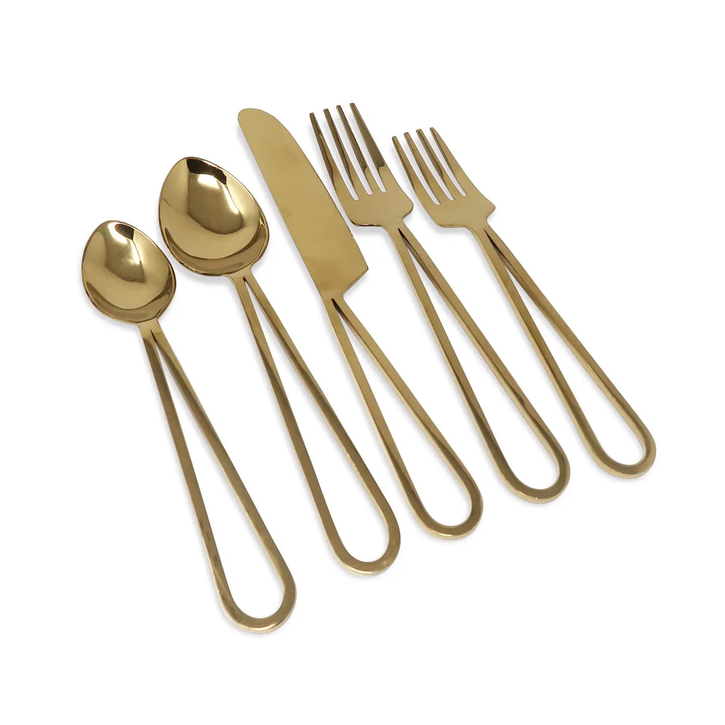 LOOP FLATWARE 20 PC SET GLD/WHT