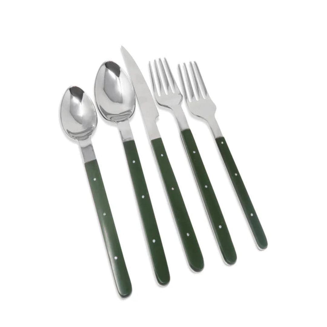 20 PC FLATWARE SS W/ GREEN HANDLE