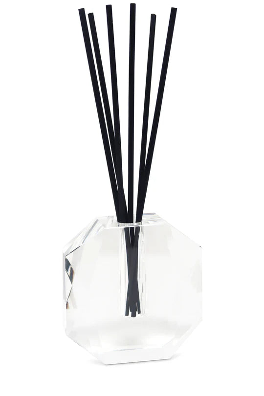 CRYSTAL DIFFUSER DIMENSIONAL DESIGN W/ BLACK REEDS