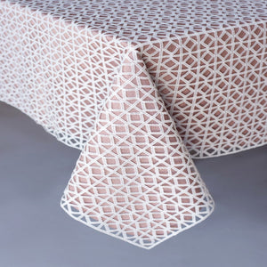 DIAMOND LATTICE UNLINED WHITE TABLECLOTH