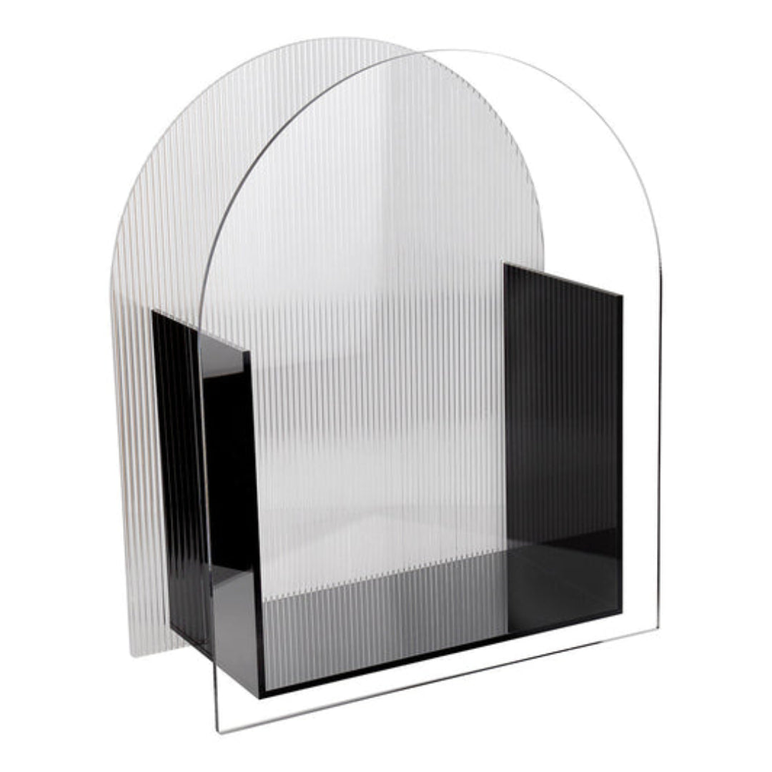 LUCITE MAGAZINE RACK W/BLK TRIM