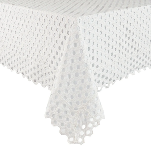 EYELET HEXAGON WHITE TABLECLOTH