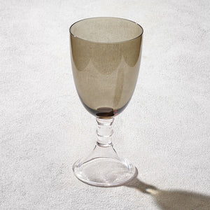IRIS GLASS GOBLET WITH CLEAR STEM 18 0Z