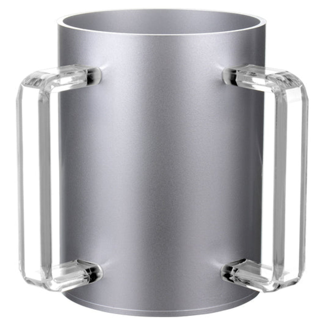 LUCITE WASH CUP SILVER/CLEAR HANDLES