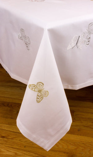 LEE AVENUE FIORE BUTTERFLY GOLD/SILVER TABLECLOTH