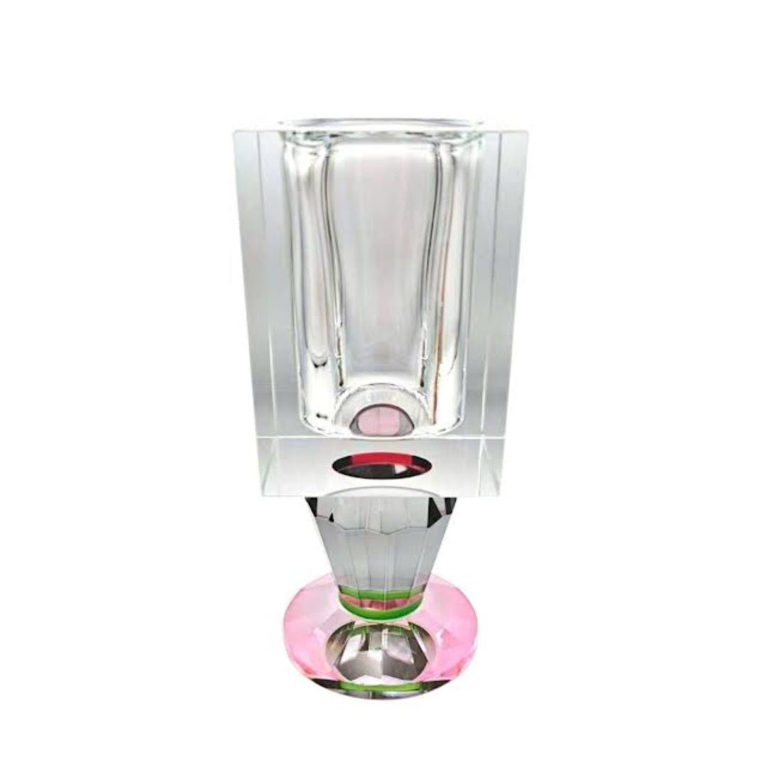 CRYSTAL VASE WITH COLOR BASE
